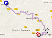 De kaart met het parcours van de 4de etappe van Paris-Nice 2017 op Google Maps