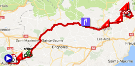 La carte du parcours de la 6ème étape de Paris-Nice 2017 sur Google Maps