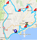 La carte du parcours de la 8ème étape de Paris-Nice 2017 sur Google Maps