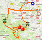 The map with the race route of the 1st stage of Paris-Nice 2018 on Google Maps