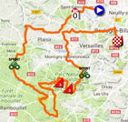 La carte du parcours de la 1ère étape de Paris-Nice 2018 sur Google Maps