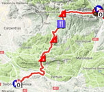 De kaart met het parcours van de 5de etappe van Parijs-Nice 2018 op Google Maps