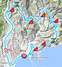 The map with the race route of the 8th stage of Paris-Nice 2018 on Google Maps