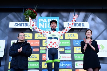 Pierre-Luc Prichon wearing the polka dot jersey - © ASO/Alex BROADWAY