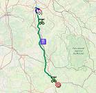 La carte du parcours de la 3ème étape de Paris-Nice 2019 sur Open Street Maps