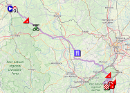 La carte du parcours de la 4ème étape de Paris-Nice 2019 sur Open Street Maps