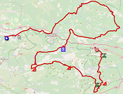 The map with the race route of the 6th stage of Paris-Nice 2019 on Open Street Maps