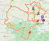 The map with the race route of the first stage of Paris-Nice 2020 on Open Street Maps