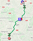 The map with the race route of the third stage of Paris-Nice 2020 on Open Street Maps