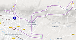 La carte du parcours de la vierde etappe de Paris-Nice 2020 sur Open Street Maps