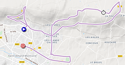 La carte du parcours de la quatrième étape de Paris-Nice 2020 sur Open Street Maps