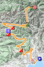 La carte du parcours de la zevende etappe de Paris-Nice 2020 sur Open Street Maps