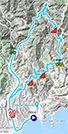 La carte du parcours de la achtste etappe de Paris-Nice 2020 sur Open Street Maps