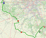 The map with the race route of the second stage of Paris-Nice 2023 on Open Street Maps