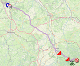 The map with the race route of the fourth stage of Paris-Nice 2023 on Open Street Maps