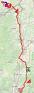 The map with the race route of the fifth stage of Paris-Nice 2023 on Open Street Maps