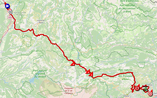 The race route of the sixth stage of Paris-Nice 2024