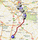 De kaart met het parcours van Parijs-Roubaix 2015 op 2015 sur Google Maps