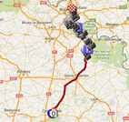 De kaart met het parcours van Parijs-Roubaix 2016 op Google Maps