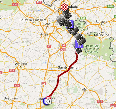 Le parcours de Paris-Roubaix 2016