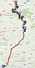 De kaart met het parcours van Parijs-Roubaix 2018 op Google Maps