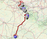De kaart met het parcours van Parijs-Roubaix 2019 op Open Street Maps
