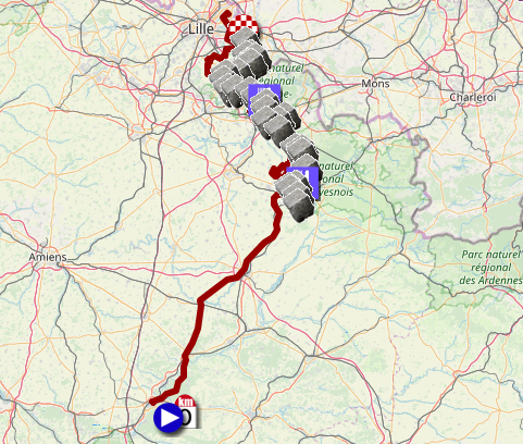 The Paris-Roubaix 2019 race route map