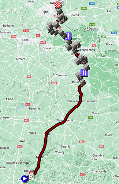 The Paris-Roubaix 2023 race route