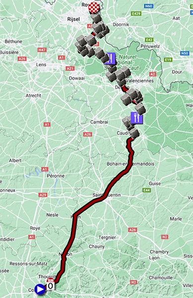 Le parcours de Paris-Roubaix 2023