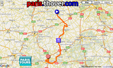 The map with the race route of Paris-Tours 2010 on Google Maps