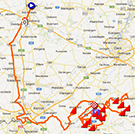 De kaart met het parcours van de Ronde van Vlaanderen 2013 op Google Maps