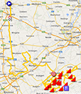 De kaart met het parcours van de Ronde van Vlaanderen 2014 op Google Maps