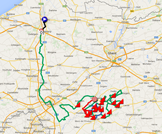The map with the Tour of Flanders 2015 race route on Google Maps
