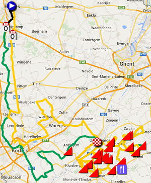 The Tour of Flanders 2015 race route compared to the 2014 route