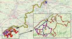 The map with the Tour of Flanders 2022 race route on Open Street Maps