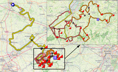 La carte du parcours du Tour des Flandres 2023 sur Open Street Maps