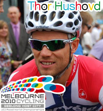 Le plus costaud des sprinteurs remporte la course en ligne des Championnats du Monde 2010 : Thor Hushovd (NOR)