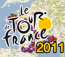 Het parcours van de Tour de France 2011 op Google Maps/Google Earth en het tijds- en routeschema