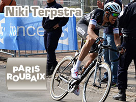 Niki Terpstra winner at the end of the cobble stones in Paris-Roubaix 2014