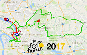 Le parcours des premires tapes du Tour de France 2017 sur Google Maps