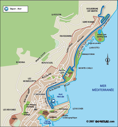 het parcours van de tweede etappe van de Tour de France 2009 : Monaco > ???