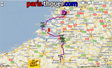 The route map of the first stage of the 2010 Tour de France on Google Maps