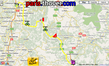 The route map of the eleventh stage of the 2010 Tour de France on Google Maps