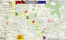 Het parcours van de elfde etappe van de Tour de France 2010 op Google Maps