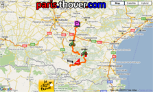 Het parcours van de veertiende etappe van de Tour de France 2010 op Google Maps