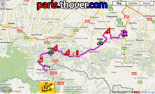 La carte du parcours de la quinzième étape du Tour de France 2010 sur Google Maps