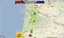 Het parcours van de achtiende etappe van de Tour de France 2010 op Google Maps