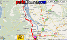 Het parcours van de negentiende etappe van de Tour de France 2010 op Google Maps