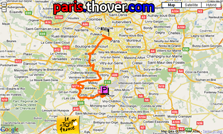 The route map of the twentieth stage of the 2010 Tour de France on Google Maps