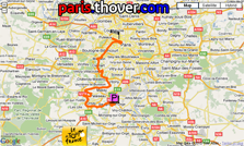 La carte du parcours de la vingtième étape du Tour de France 2010 sur Google Maps